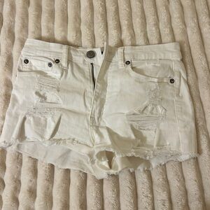 Aeropostale White Distressed Jean Shorts